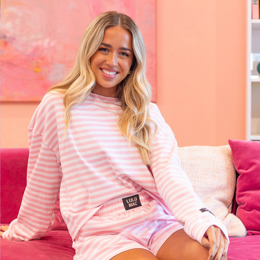 LM-STRIPE LONGSLEEVE TOP-LIGHT PINK - LIGHT PINK / Large