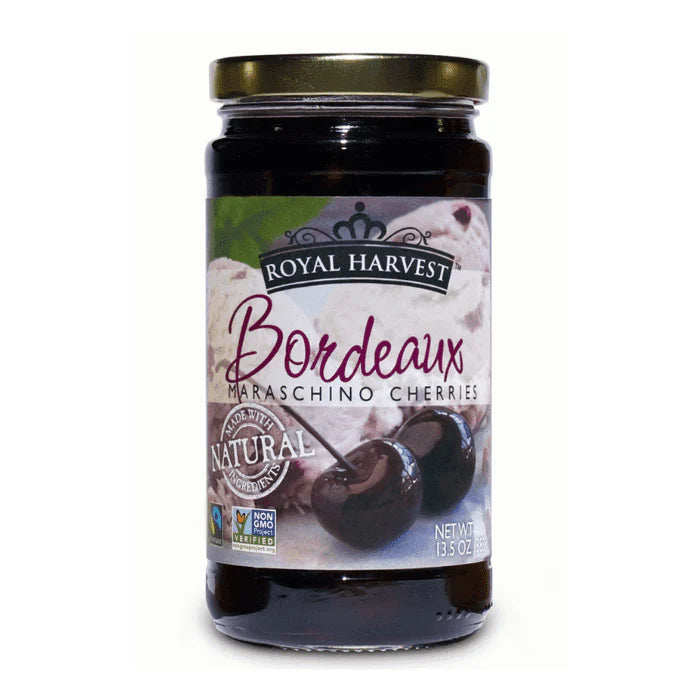Royal Harvest Bordeaux Maraschino Cherries with Stem, 13.5 oz