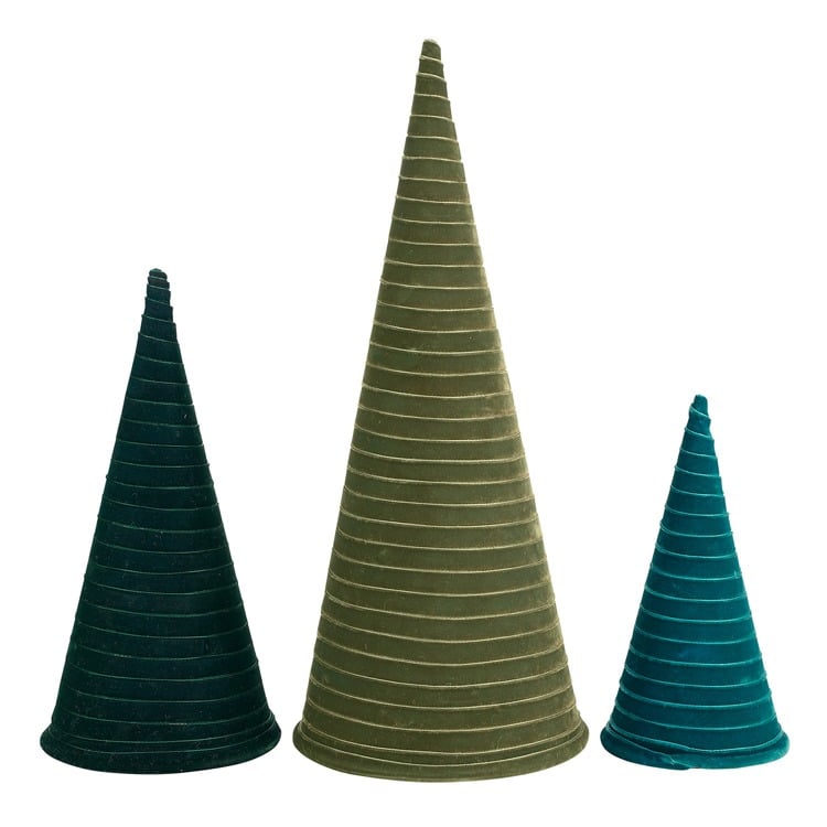 Velvet Cone Tree Set Of 3