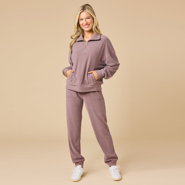 Vintage Velvet 1/4 Zip with Jogger Pant