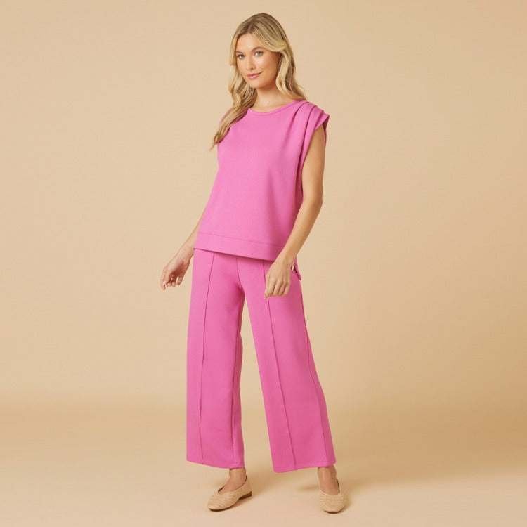 DreamTech Pleated Shoulder Tank with Cropped Pant