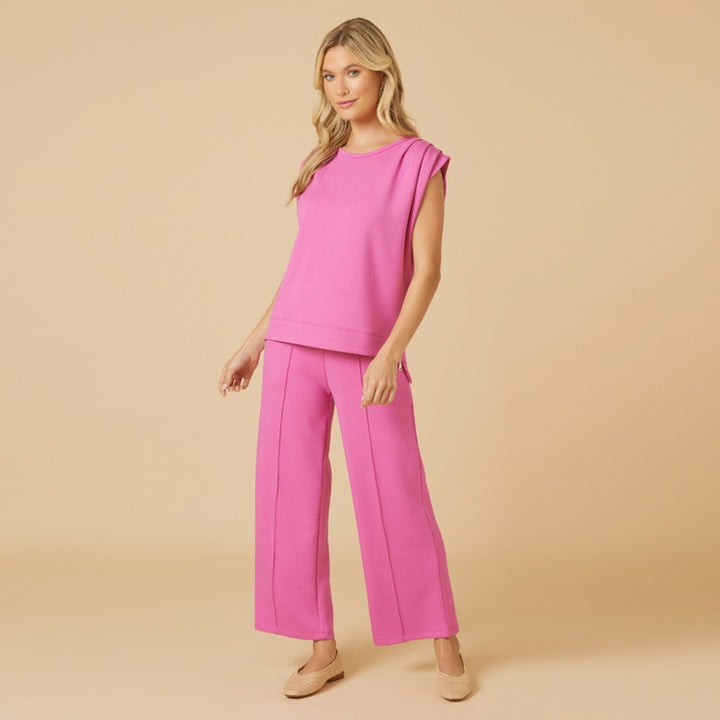 DreamTech Pleated Shoulder Tank with Cropped Pant