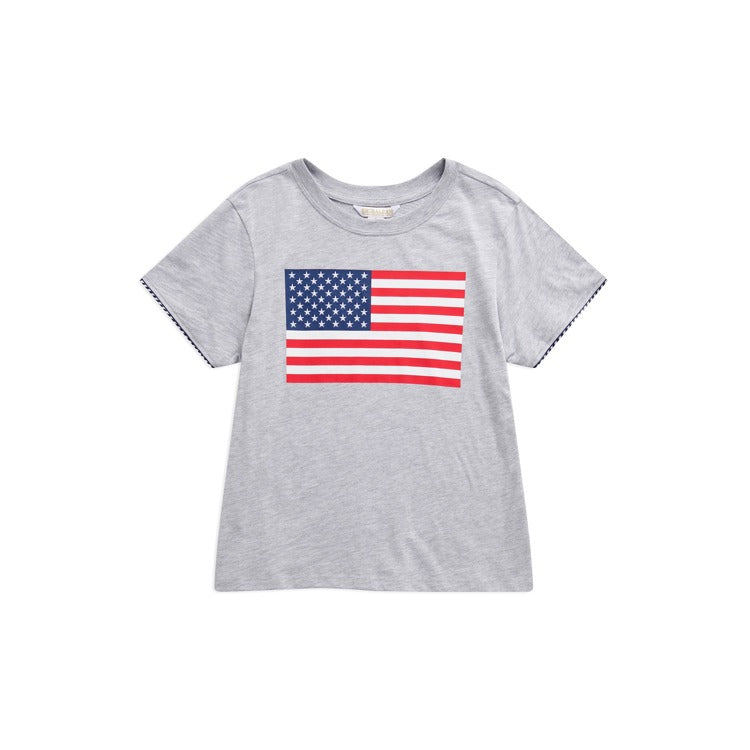 ASSORTED SET OF 7 AMERICAN FLAG RELAXED TEES,GREY