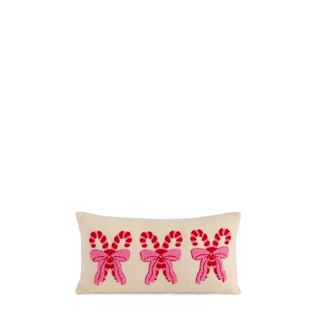 PRETTY CANDY CANE PILLOW, IVORY