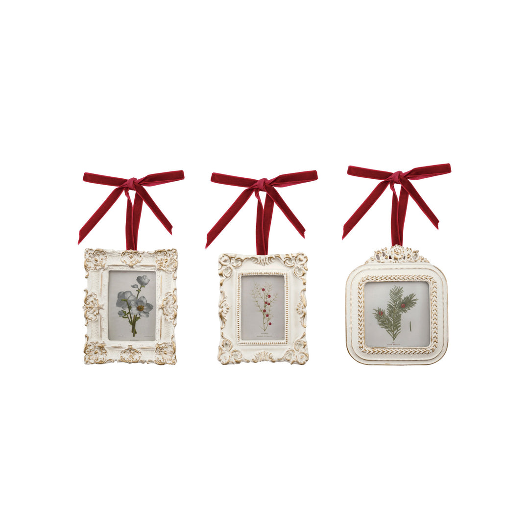 Resin Photo Frame Ornament White & Burgundy Color