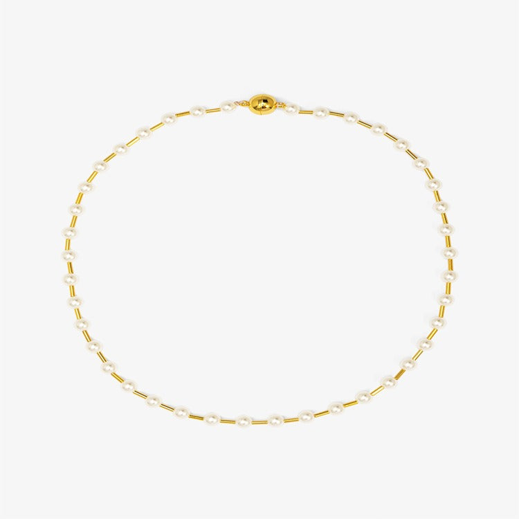 Pearl Bead Magnet Short Necklace