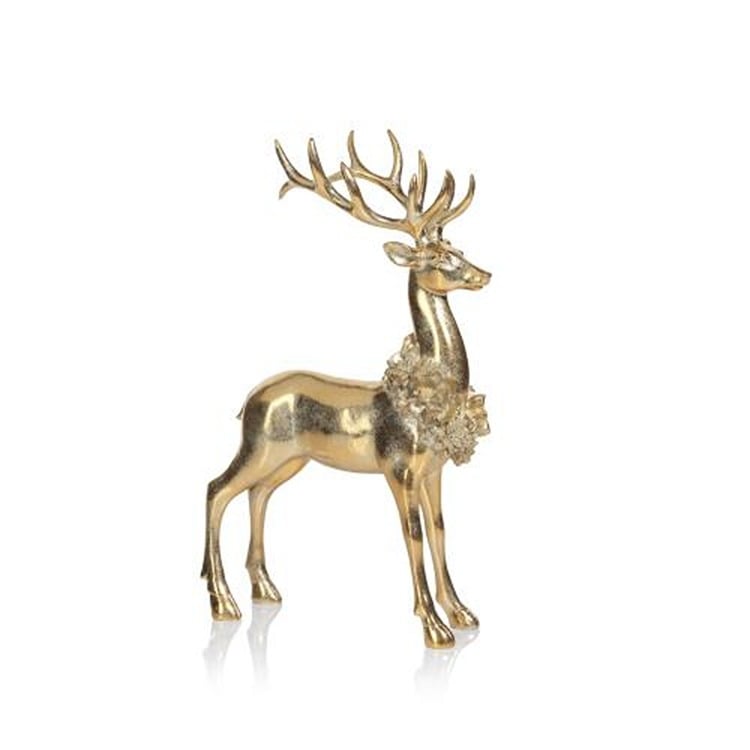 Golden Standing Deer w/ Floral Wreath, Min. 4