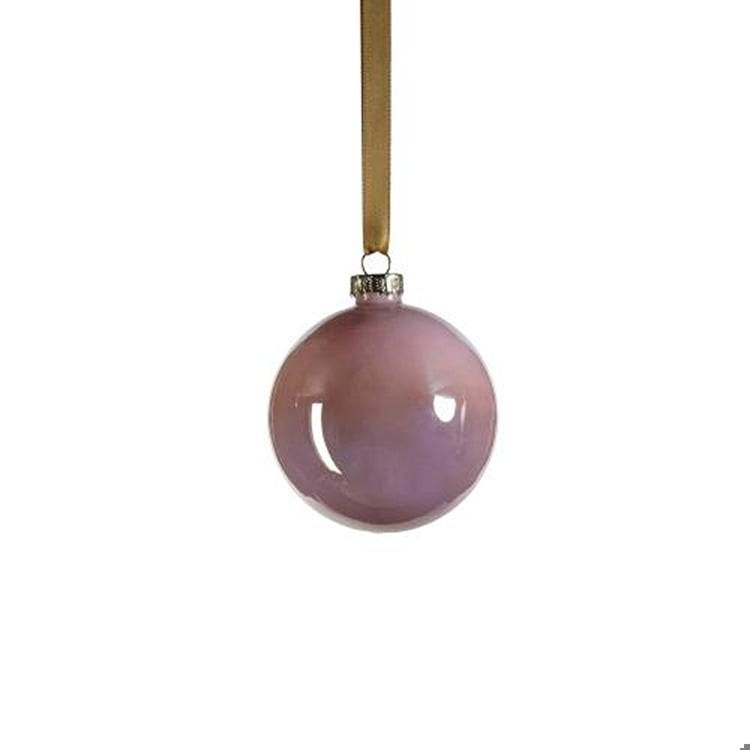 Solid Luster Glass Ball Ornament-Pink, 3.25"