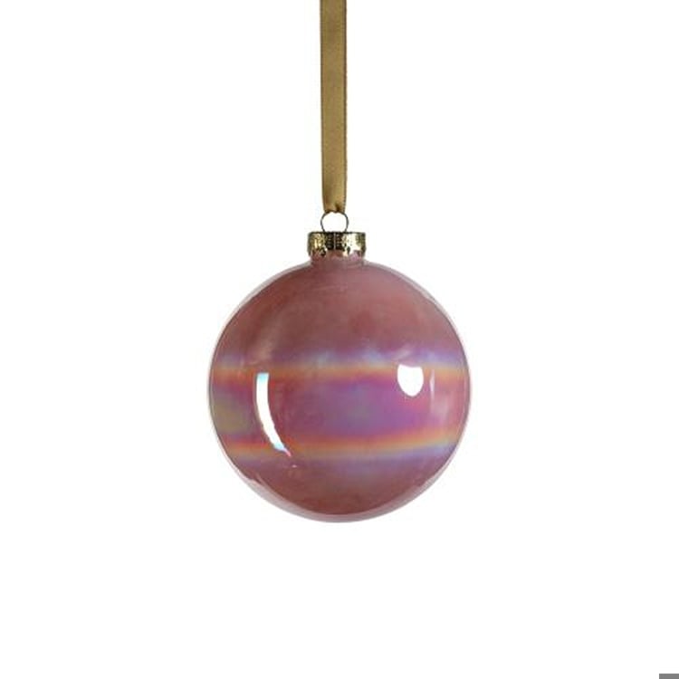 Solid Luster Glass Ball Ornament-Pink, 4"