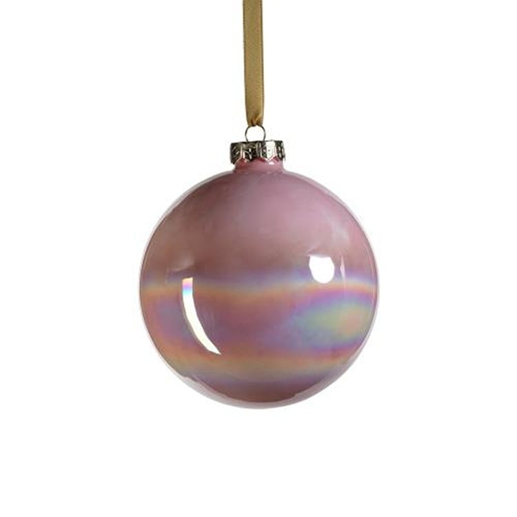 Solid Luster Glass Ball Ornament-Pink, 4.75"