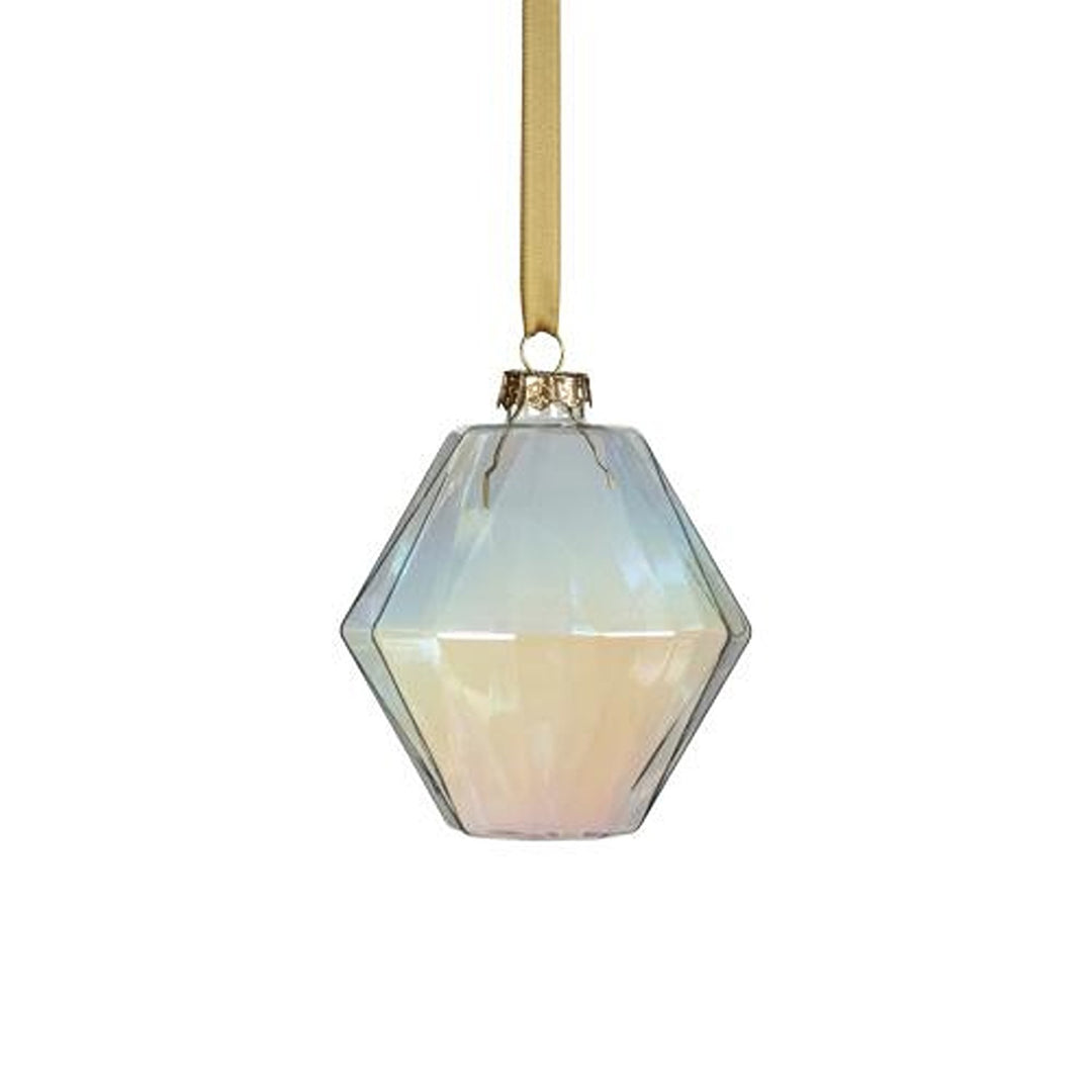 Faceted Glass Ornament C, Clear Luster