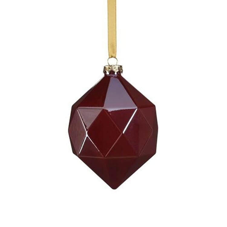 Faceted Glass Ornament B, Red Luster
