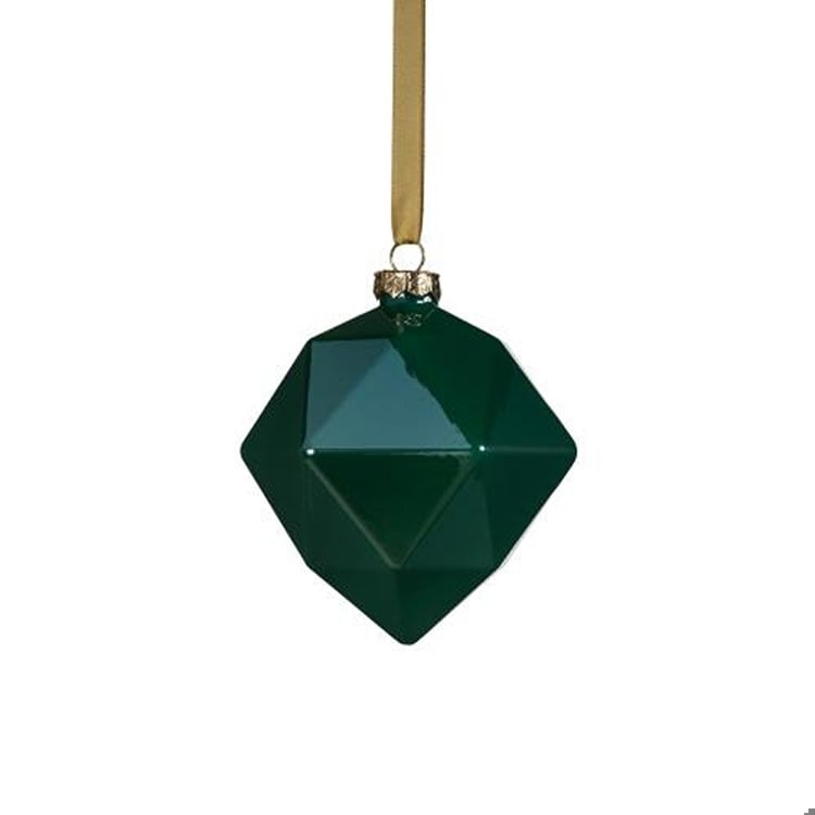 Faceted Glass Ornament A,Green Luster