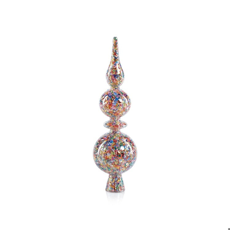 Multicolor Glass Sequin Design Tree Topper 2.5\" x