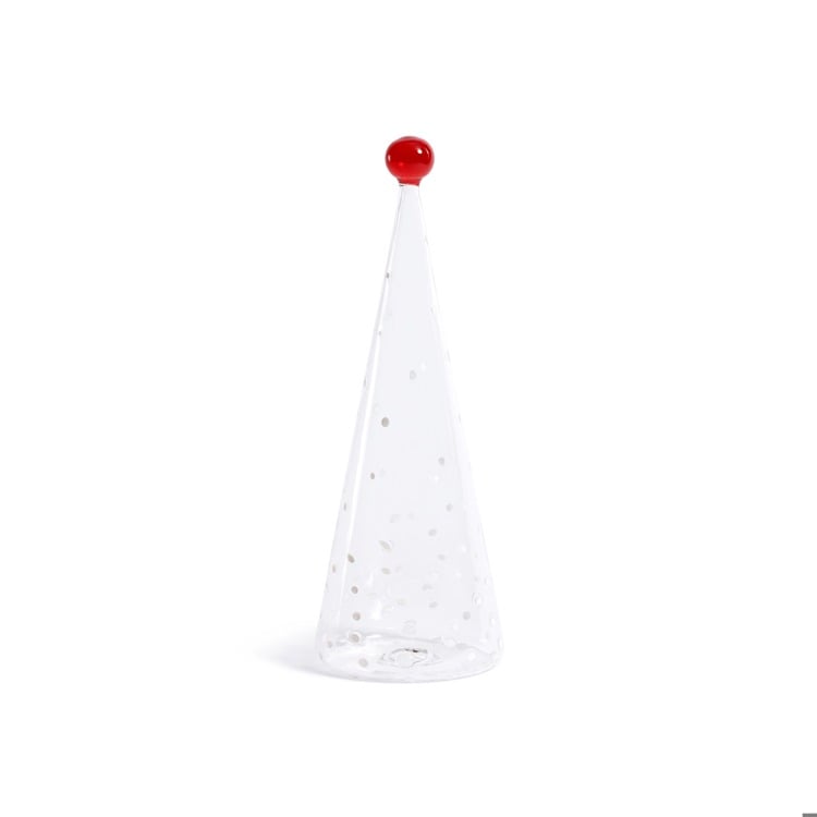 Glass Tree w/ White Dot Design, 11"