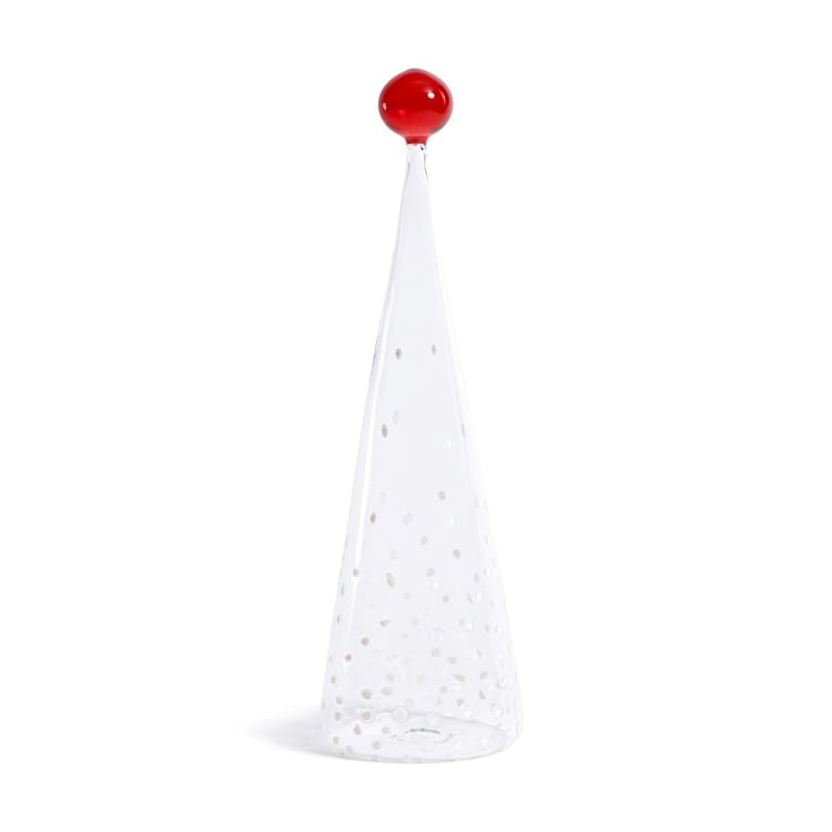 Glass Tree w/ White Dot Design, 14"