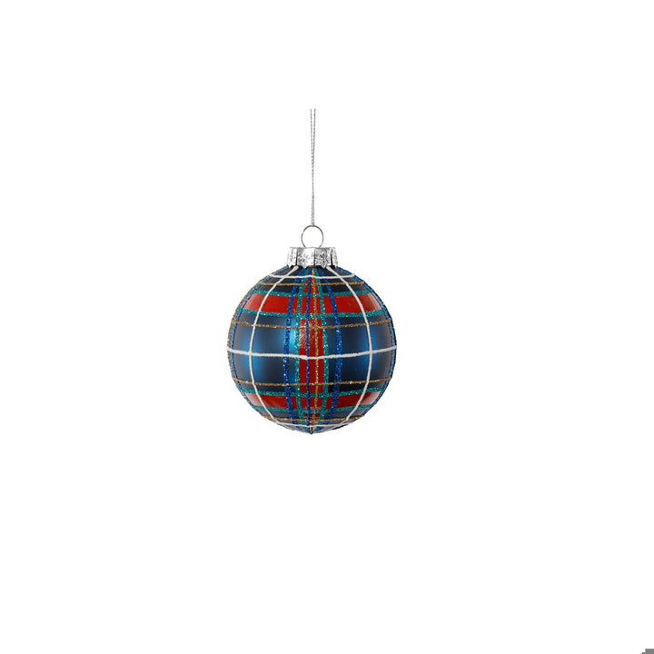 Plaid Design Glass Ball Ornament, 3.25"
