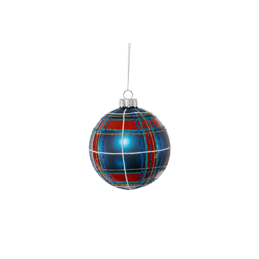 Plaid Design Glass Ball Ornament, 4"