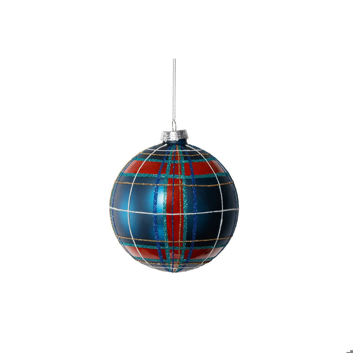 Plaid Design Glass Ball Ornament, 4.75"