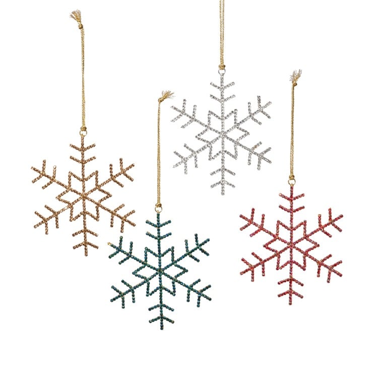 Snowflake Ornament w/ Rhinestones-3.5", 4 Colors A