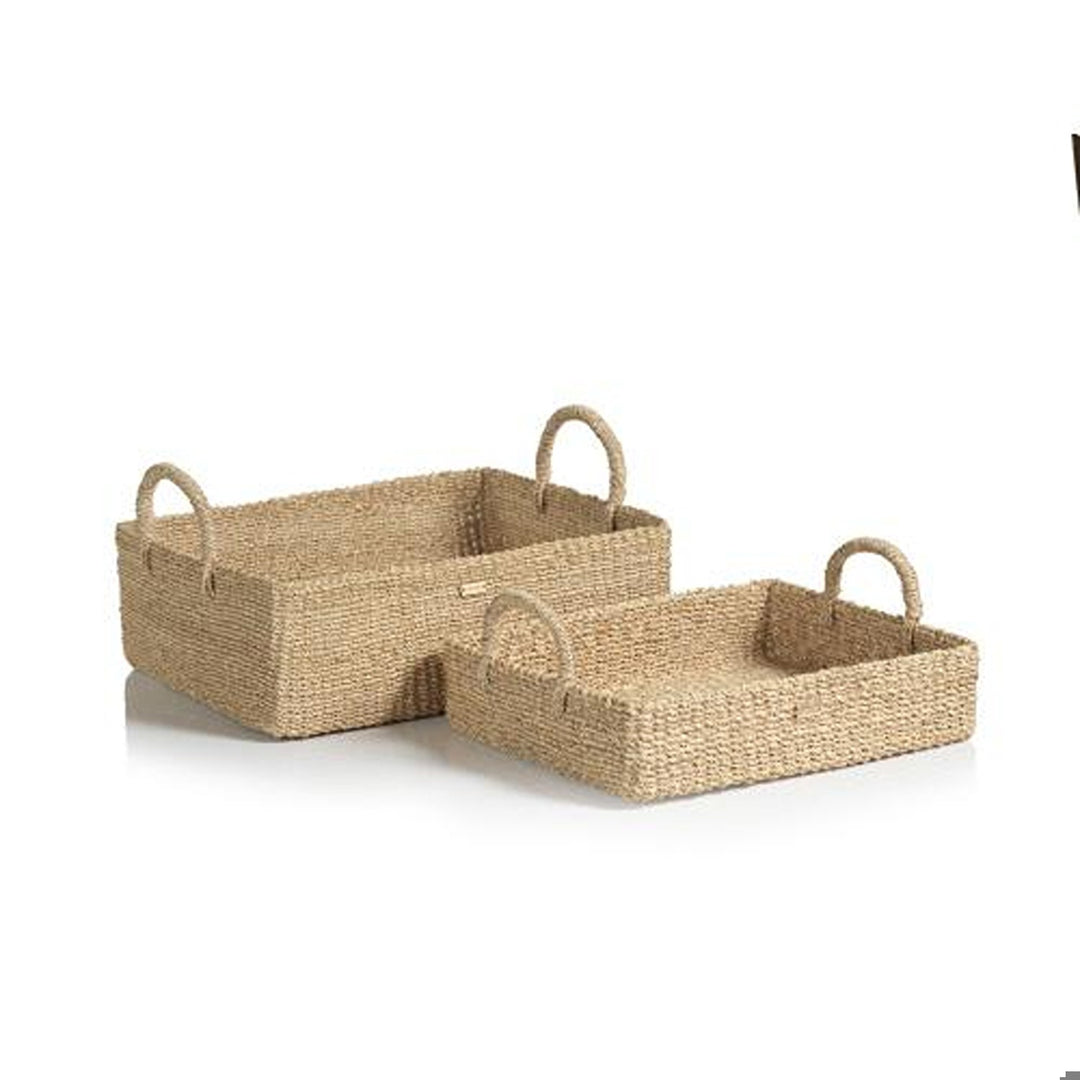 Set/ 2 Stephanie Abaca Rectangular Tray / Basket,