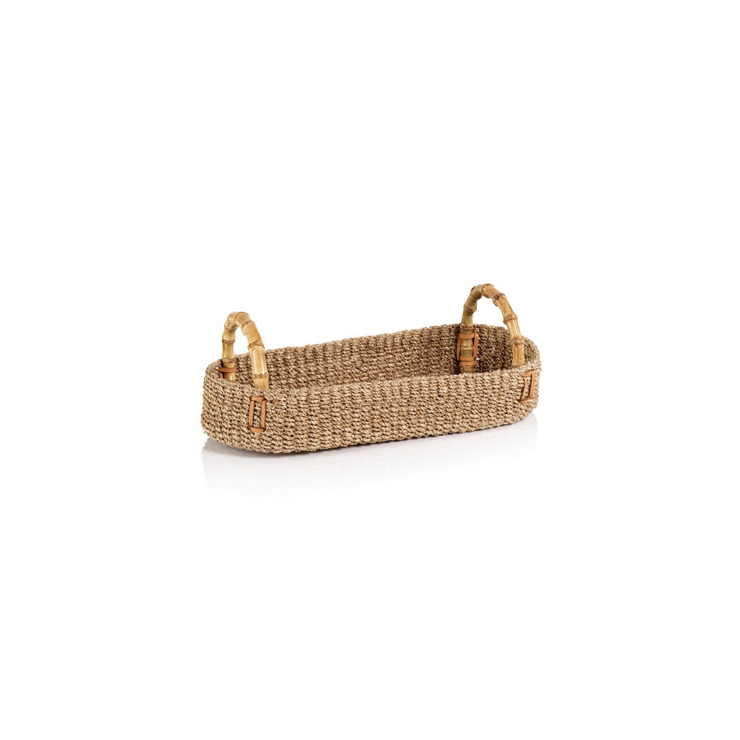 Multipurpose Abaca Tray with Bamboo Handles- 14" x