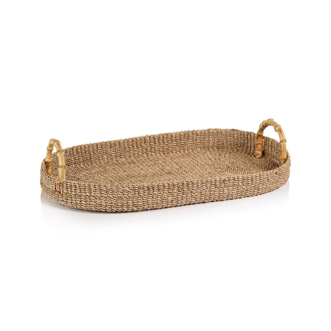 Multipurpose Abaca Tray with Bamboo Handles- 22" x