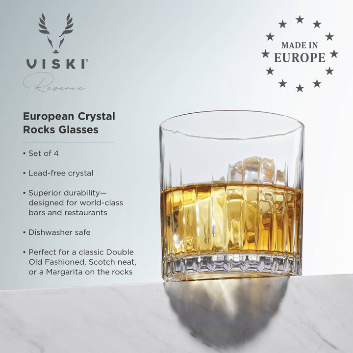 Viski - European Reserve Milo Crystal Rocks Glass (Set of 4)