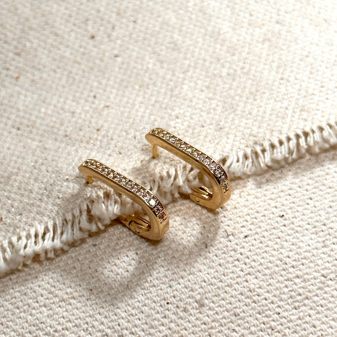 GoldFi - Micro CZ Rectangle Clicker Earrings