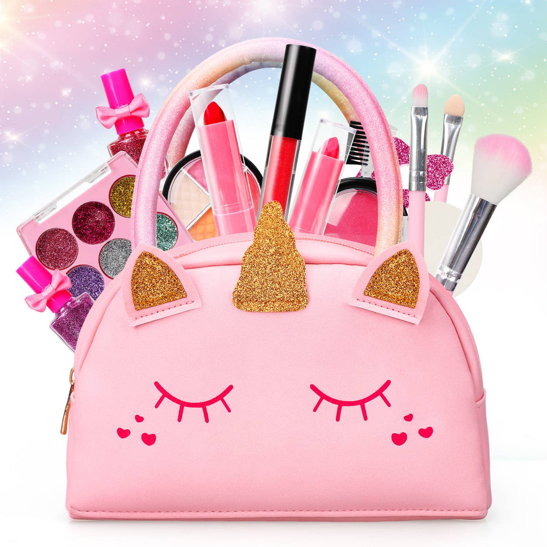 Kids Makeup Kit for Girls - Real Kids Cosmetics Make Up Set with Cute  Unicorn Cosmetic Bag, Nail Polish/Eyeshadow/Lip Gloss/Blush, Washable Play  Makeup for Little Girls Xmas Birthday Gift 