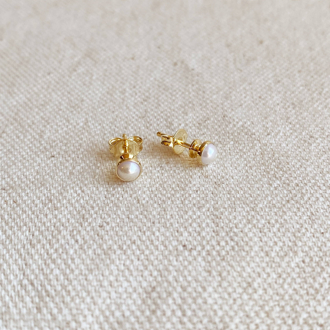 GoldFi - 18k Gold Filled 4mm Simulated Pearl Stud Earrings