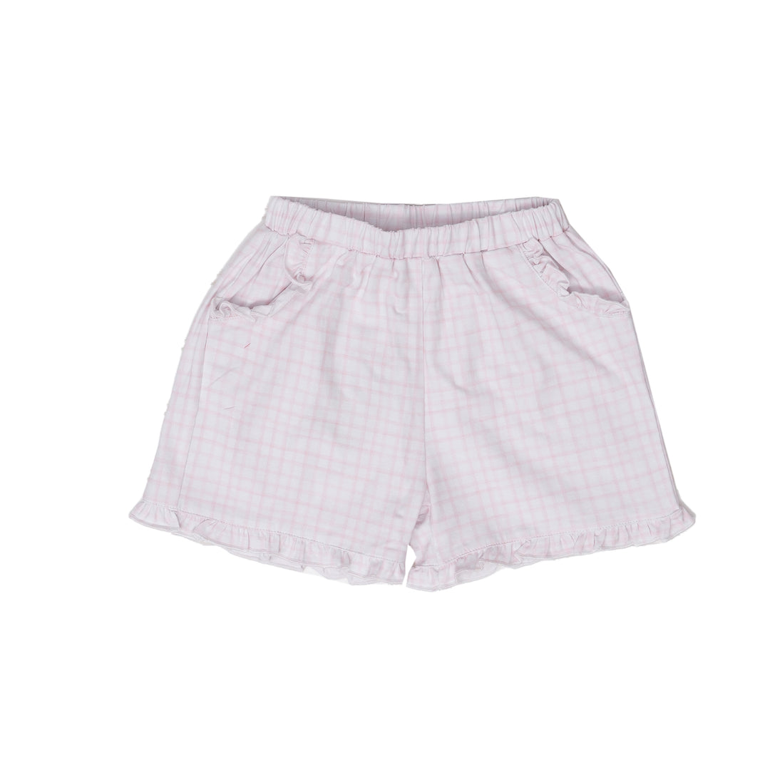 Girls Pink Windowpane Shorts