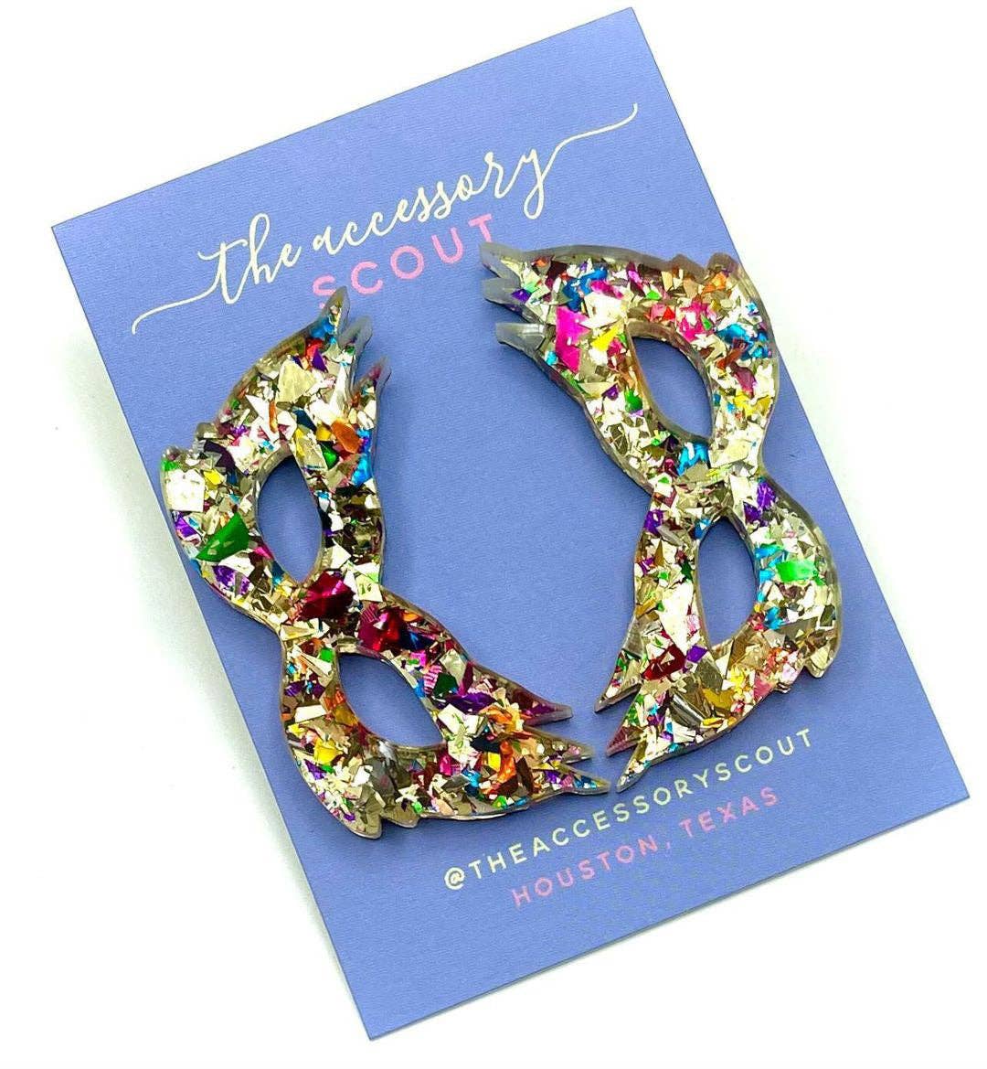 THE ACCESSORY SCOUT - Scout Celebration Mardi Gras Simple Mask Earrings