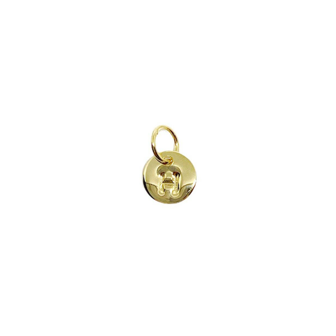 Stamped Tiny Initial Letter Charm in 18k Gold Filled Complete Alphabet- H