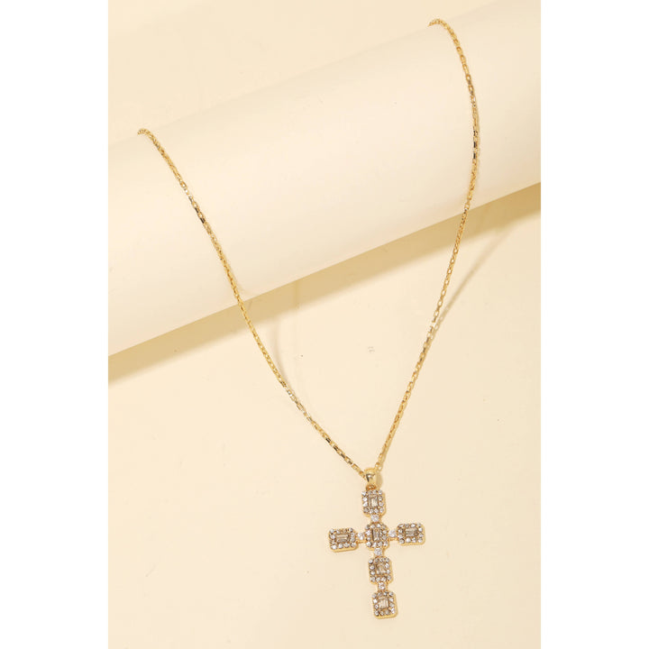 Anarchy Street - Studded Cross Pendant Chain Necklace: G