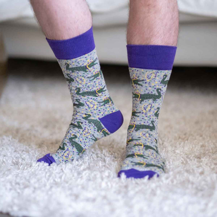 The Royal Standard - Men's Pardi Gator Socks   Gray/Purple/Green   One Siz