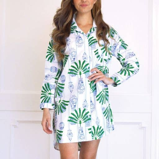 8 Oak Lane - Ginger Jar Palm Tunic Sleep Shirt: Medium