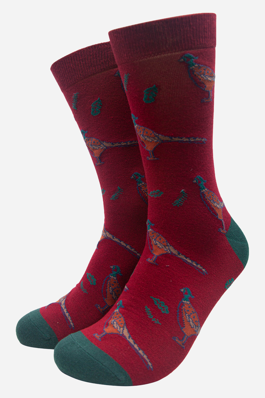 Sock Talk - Red Men's Pheasant Print Bamboo Socks