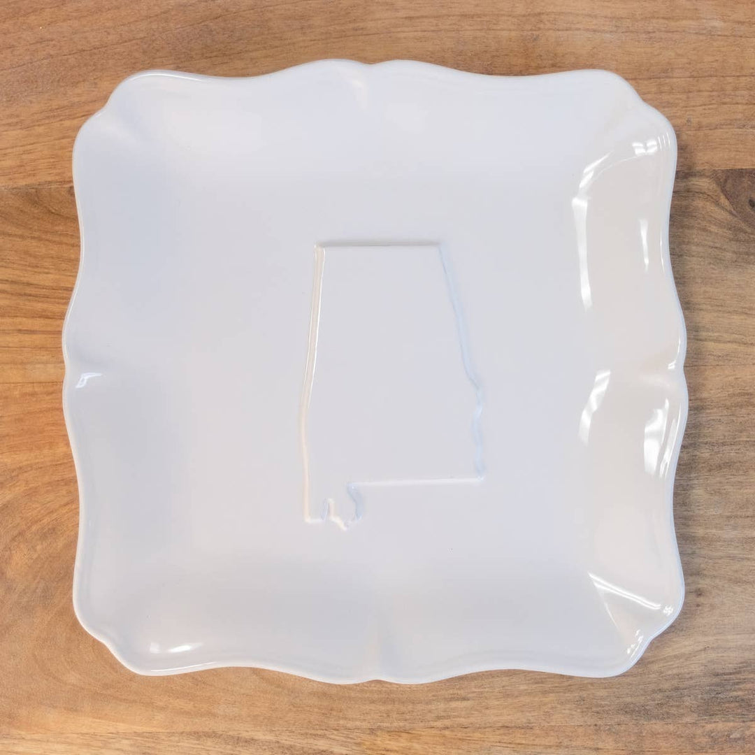 The Royal Standard - Alabama Embossed Square Platter   White    11.5x11.5