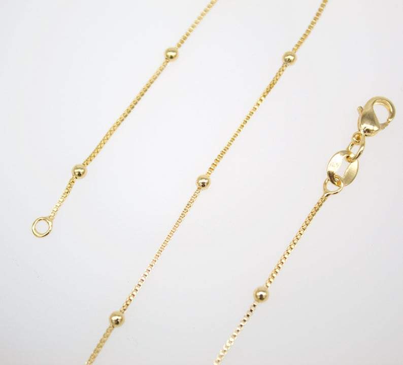 18K Gold Filled Box Chain With Gold Ball 14 INCH