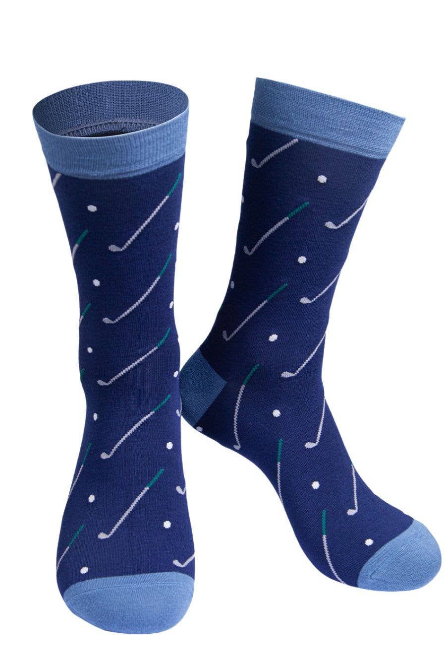 Sock Talk - Mens Bamboo Golf Socks Novelty Dress Socks Navy Blue
