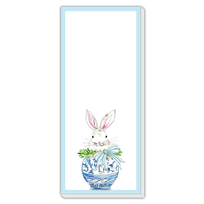 RosanneBeck Collections - Bunny in Chinoiserie Pot Skinny Notepad