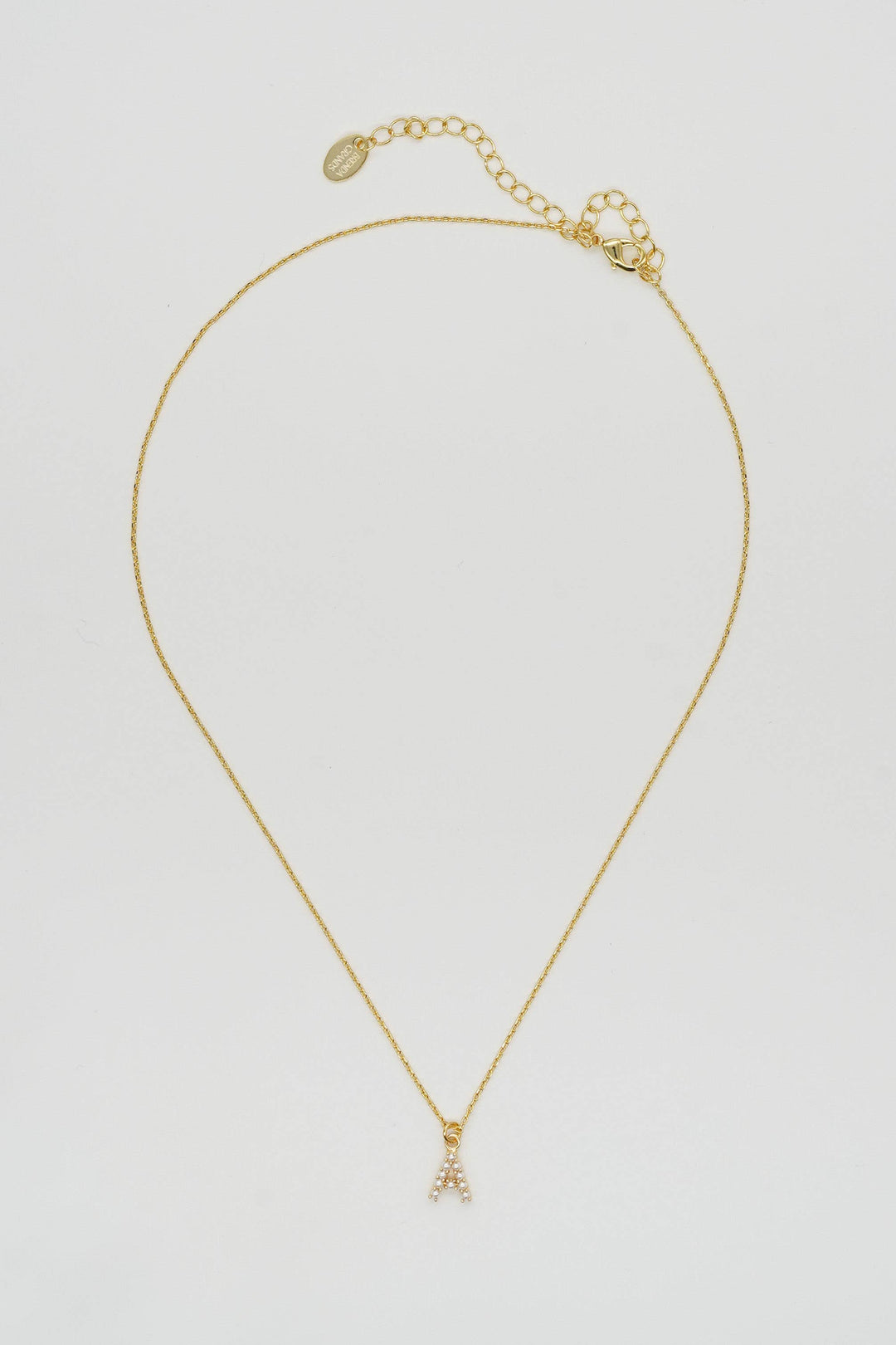 Dainty Love Pearl Initial Necklace: Holiday Favorite: A/ 15"+3"