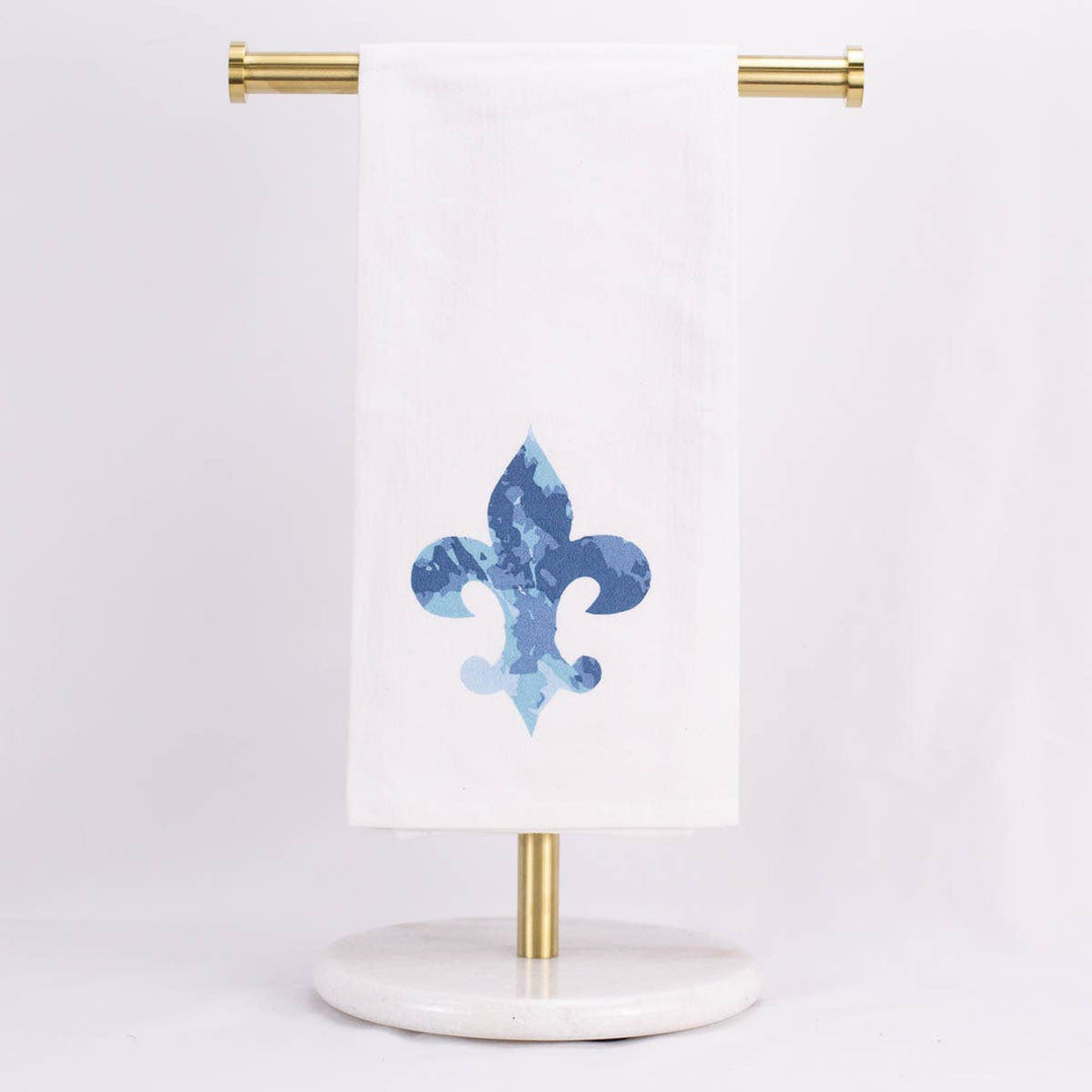 The Royal Standard - Fleur De Lis Silhouette Hand Towel   White/Blue   20x28