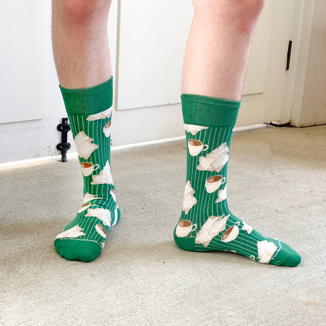 The Royal Standard - Men's Beignet Socks   Green/Tan/White   One Size