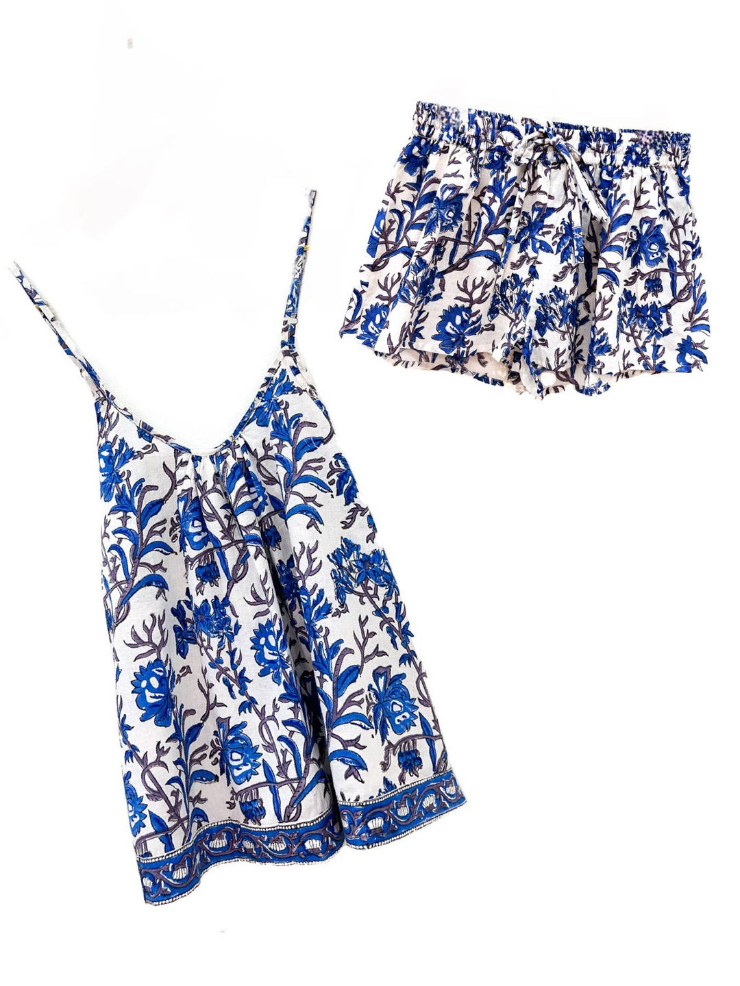 French Blue Pajama Cami Pajama Lounge Set: XS/S – The Oaks Apparel Co.