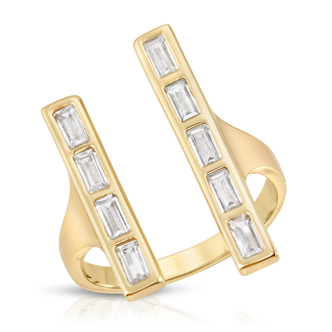 Glamrocks Jewelry - Baguette Double Bar Ring