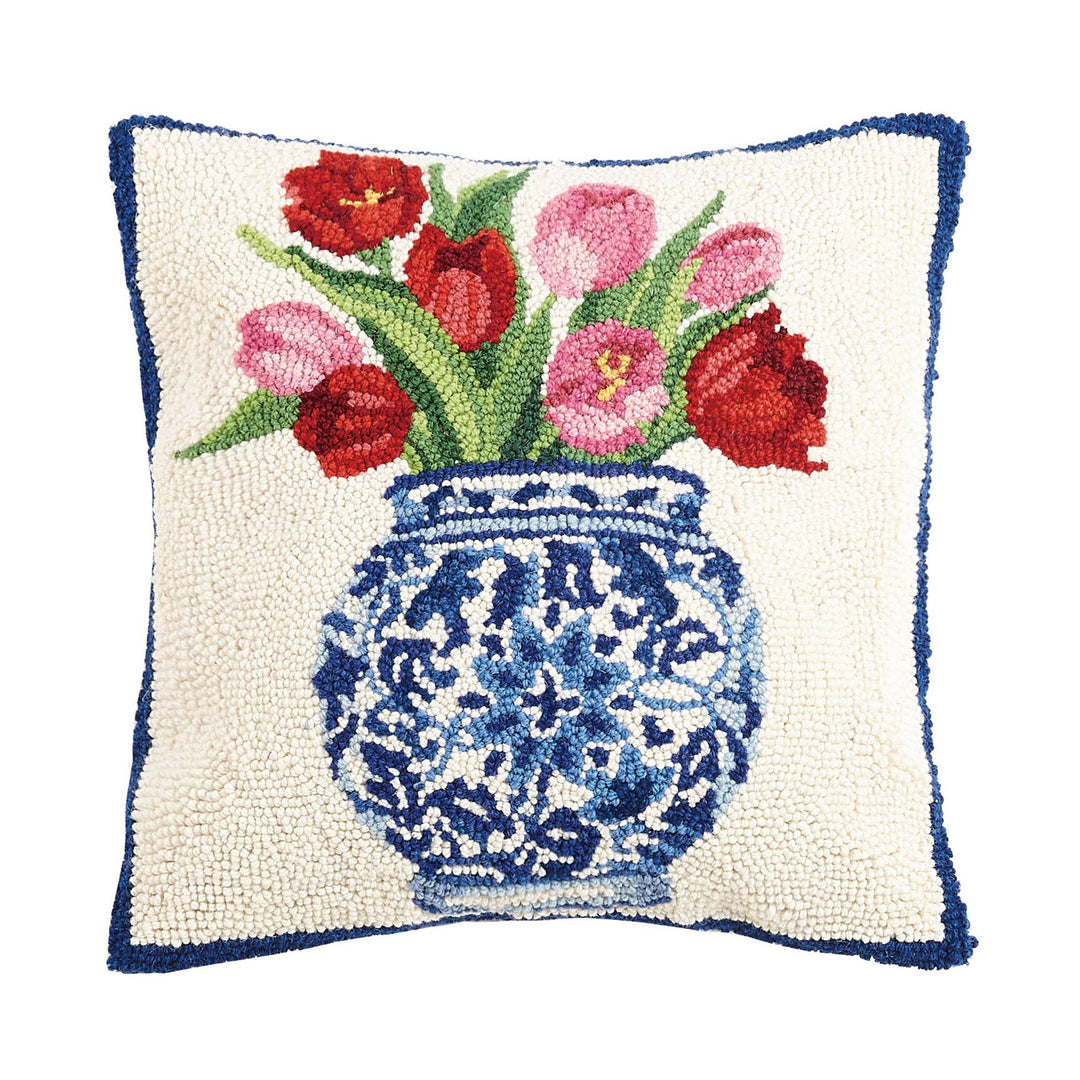 Peking Handicraft - Chinoiserie Vase Tulips Hook Pillow