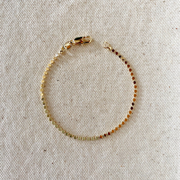 GoldFi - 18k Gold Filled 2mm Dot Ball Bracelet: 6 inches + 1 extender