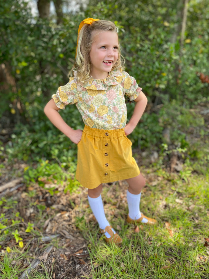 Mary Anne Mustard Floral Shirt